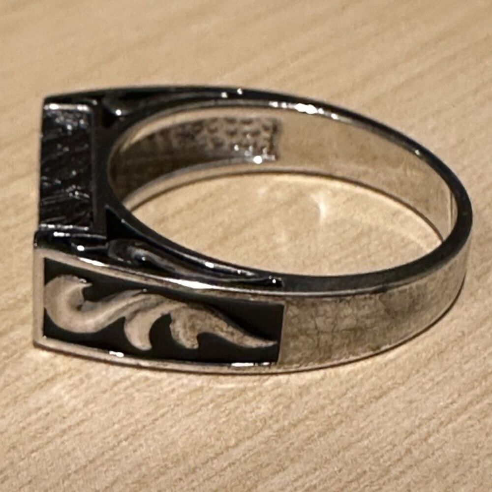 Stauer Meteorite Rectangular Signet Statement Rin… - image 3